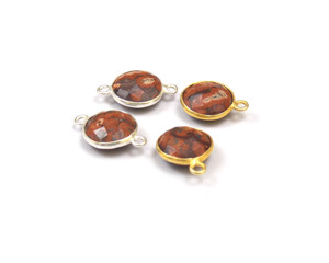 Atractivo conector bohemio joyería hecha a mano jaspe bisel de múltiples piedras preciosas piedra natal chapada en oro hallazgos de joyería natural - Product Image 2