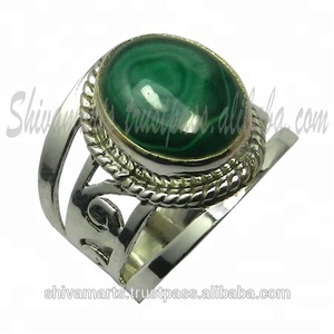 Wholesale & Exporter 925 Sterling <b>Silver</b> Malachite Gemstone <b>Eternity</b> Vermeil <b>Ring</b> Party Wear Gift Fancy Jewelry - Product Image 3