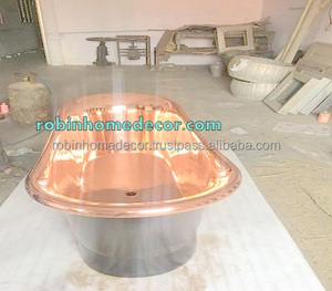 Baignoire en cuivre antique utile avec égouttoir Accessoire de bain agréable pour le trempage - Product Image 4