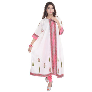 Main Bloc Imprimé Bhopali Floral Tunique Kurtis Robe Femme 100% Coton Soirée & Robe de Nuit - Product Image 3