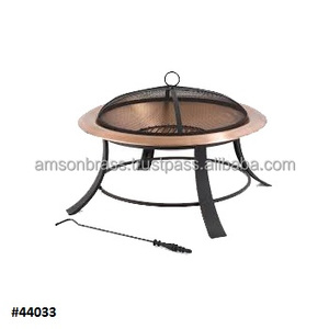 Metal Pure Copper <b>Fire</b> <b>Pit</b> Fireplace <b>Fire</b> <b>Pit</b> with Cover & Stand Metal <b>Wood</b> Burning Black <b>Fire</b> <b>Pit</b> Round Bowl Shape - Product Image 2