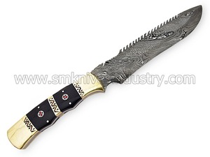 ทำด้วยมือดามัสกัส13.9นิ้วล่าสัตว์มีดที่มีสไตล์พร้อมไฟล์ทำงาน (Sm33) - Product Image 4
