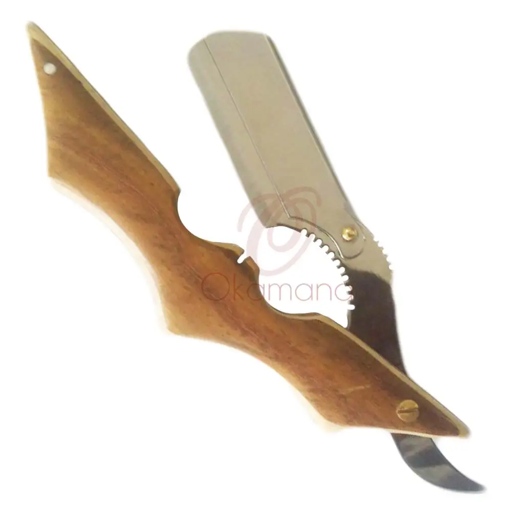 Manico in metallo di plastica di legno di alta qualità rasoio da barbiere coltello pieghevole rasoio da barba forbici da parrucchiere mantelle da barbiere