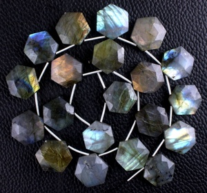 Gema labradorita Natural, facetada, forma hexagonal, cuentas geométricas de Briolette, Fuego Azul auténtico, novedad - Product Image 4