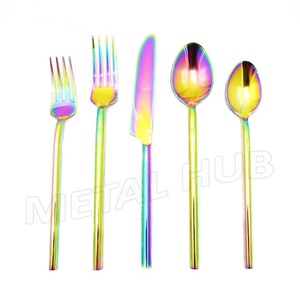 ชุดช้อนส้อมมีดสเตนเลสสตีลสุดหรูดีไซน์สีรุ้งชุดช้อนส้อม PVD แบบคงทน4-5-20ชิ้นสำหรับงานแต่งงานอื่นๆ - Product Image 1