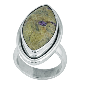 Anillo de piedras preciosas de atlantita Natural de Plata de Ley 925, joyería clásica, anillo de moda Chapado en plata para unisex. - Product Image 2