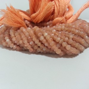 Piedra lunar de melocotón Natural de 3mm y 4mm, cuentas de piedras preciosas Rondelle facetadas, hebra, precio de distribuidor al por mayor, mayorista Regular, piedra Real - Product Image 1