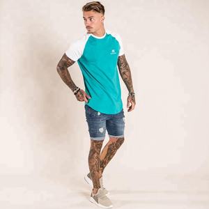 Personalizado mens camiseta con mangas en contraste y bajo redondeado t camisa fabricado por ojo de halcón Co. ( PayPal verificado) - Product Image 2