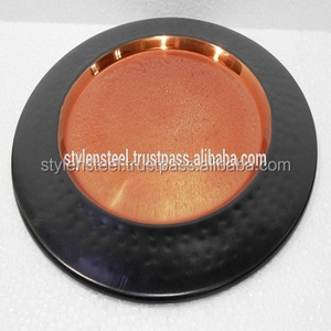 Plaques de chargeur en acier inoxydable pour mariage, vente en gros, ensemble d'assiettes de table martelées, assiette de chargeur colorée 33 cm - Product Image 2