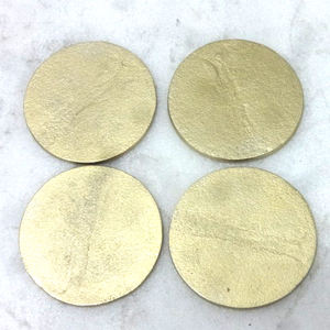 Posavasos redondo de madera, diseño de hojas de cobre y metal fundido, Juego de 4 - Product Image 4