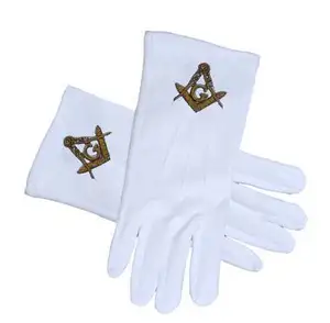 Formele Katoenen Handschoenen Geborduurde Masonic Handschoenen