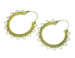 น้ำหนักเบาชนเผ่าต่างหูอินเดียเครื่องประดับทองเหลืองต่างหูห่วง - Product Image 3