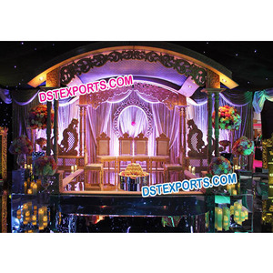 ชุดเวทีไม้สำหรับตกแต่งงานแต่งงานแบบเอเชียชุดเวทีทำจากไม้แกะสลักหนักสำหรับงานแต่งงานของชาวอินเดียชุดเวทีทำจากไม้สหรัฐอเมริกา - Product Image 1