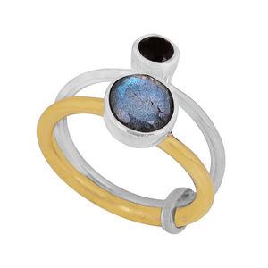 แหวน925พลอยโอนิกซ์สีดำสำหรับเป็นของขวัญแต่งงานแหวนเงินสเตอร์ลิงชุบทองเงินคลาสสิกชุบทอง - Product Image 3