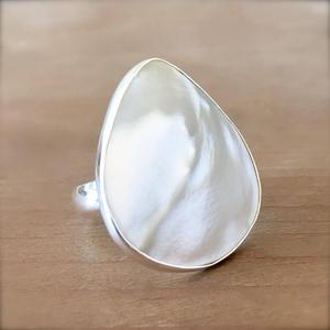 Nacre bague ovale ronde poire carré rectangle inde pierre gemme naturelle cabochon en argent sterling 925 - Product Image 5