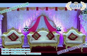 Elegante juego de sofás tallados en madera elegante y hermoso para bodas musulmanas asiáticas decoraciones de boda - Product Image 2