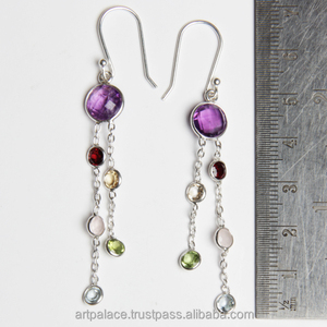 Colección de moda natural multicolor druzy piedra preciosa pendiente latón bisel ajuste pendiente mujeres gota pendientes colgantes - Product Image 1