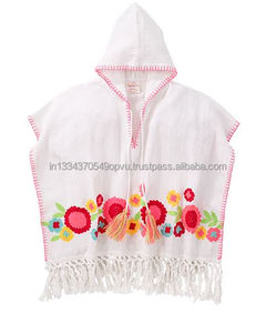 Couverture de plage pour petite fille, maille brodée à capuche, motifs floraux, Caftan, style Boho pour bébé, décoration Exclusive - Product Image 4