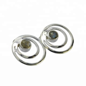 Handmade 925 Sterling Silver <b>Earrings</b> Labradorite Gemstone Rhodium Gold Fabulous Design for Party Anniversary Gift for Her - Product Image 1