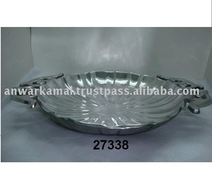 Platos de fruta de aluminio plateado de diseño grabado para decoración de mesa de comedor - Product Image 2