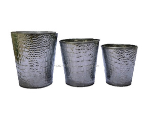 Pot de fleurs rond en métal de qualité supérieure, revêtement PE, style américain, pour jardin, maison, patio, bureau - Pour fleurs et plantes - Product Image 3
