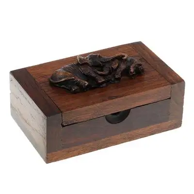 Teak Wood Box With Elephants 100% Handmade