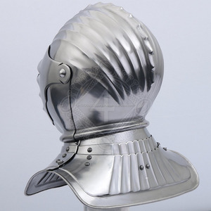 Casco de caballero Medieval cerrado, 16 calibres, TC134, cubierta para cabeza y hombro, color plata - Product Image 6