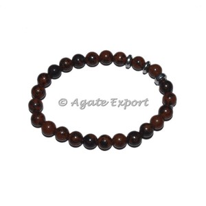 Mahagoni-Pulseras de gemas de obsidiana, con abalorio redondo - Product Image 1