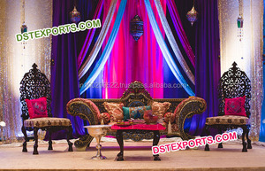 Meubles de décoration d'événement de fête de mariage royal Chaise et chaises sculptées en argent de mariage Siège et chaise d'amour de scène de mariage - Product Image 6