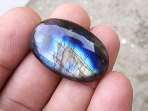 Cabujones de piedras preciosas sueltas de labradorita natural con flash azul, forma ovalada para colgante para hacer regalos, venta al por mayor - Product Image 4