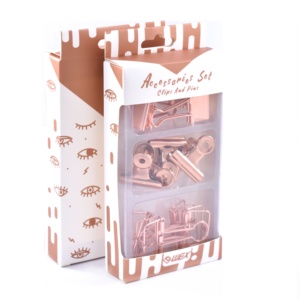 Broches Vintage nostálgicos para Carpeta de papel, juego de papelería, bandeja de almacenamiento, varios colores, Color oro rosa - Product Image 1