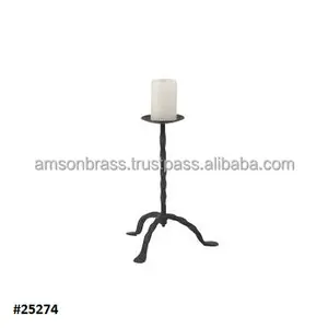 เชิงเทียนเสาเดี่ยวแบบมีขาสามขาด้านล่าง ทำด้วยมือจากเหล็ก ที่วางเทียนบนโต๊ะ คุณภาพเยี่ยม - Product Image 1