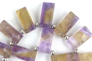 Magnífica forma de rectángulo Natural sin tratar ametrino áspero piedra preciosa perforada lateral para hacer joyas cuentas - Product Image 3