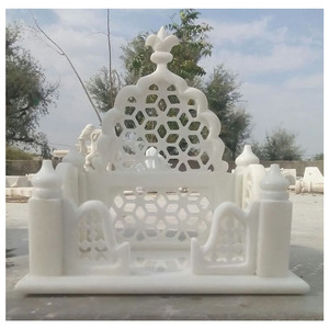 Mármol tallado diseñador hecho a mano decorativo Krishna Singhasan - Product Image 1
