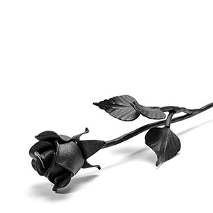 Handcrafted Metal Rose with Leaves - Product Image 1