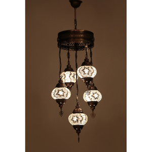 แบบดั้งเดิมตุรกีโคมระย้าแก้วโมเสคที่มี5ชิ้นไม่มี2เฉดสี - Product Image 2