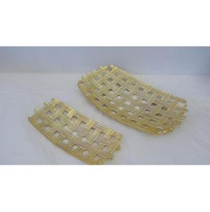 Juego de dos bandejas de frutas con acabado dorado de aluminio para el hogar y la cocina juego elegante de dos bandejas y platos con patrón de diseño - Product Image 1