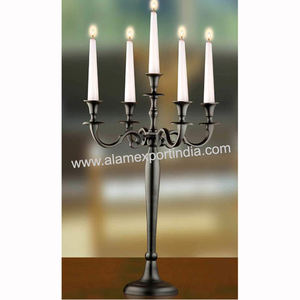 Candelabro de Mesa de Boda de Metal Negro con Recipiente para Flores, Acabado Pulido Plateado, Hecho a Mano, Tamaño Personalizado para Decoración del Hogar - Product Image 3