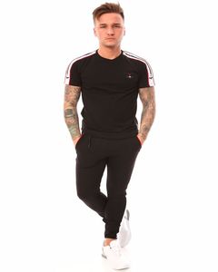 Camiseta de lujo Elite para hombre, de tela 100% algodón, con mangas de cuero, cuello redondo, venta al por mayor - Product Image 4