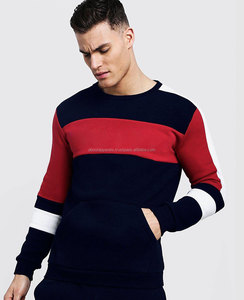 Venta al por mayor a granel barato activo cuello redondo personalizado raya ajuste manga larga cintura-longitud hombres sudadera chándales - Product Image 4