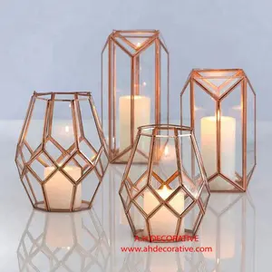 Linterna de vela de diseño hexagonal antiguo rústico de Metal para decoración de boda y fiesta portavelas hecho a mano para la venta - Product Image 1