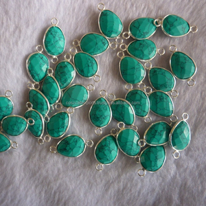 Lunette de connecteur de pierres précieuses turquoise pour la fabrication de bijoux à bricoler soi-même en argent sterling avec placage à l'or pour la mode féminine - Product Image 1