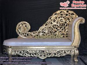 Chaise de trône de mariage haut de gamme réception de mariage canapé sculpté en métal impeccable mariage élégant siège d'amour exclusif australie - Product Image 3