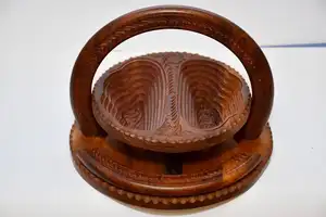 Cesta de pan de tazón de fruta seca plegable de madera hecha a mano elegante, cuenco de madera cesta de corazón de madera hecha a mano plegable precio