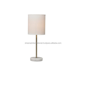 Lampe de table moderne de haute qualité pour chambre à coucher Base en marbre Laiton Tissu Abat-jour Verre Maison Hôtel Décoration Emballage personnalisé Inclus - Product Image 1