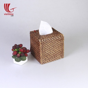 Square unique wicker rattan tissue box Vietnam/ rattan napkin holder