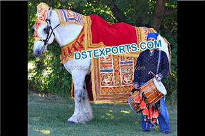 Moderno Traje de Caballo Bordado para Bodas Gujarati con Diseño de Elefante, Decoración de Caballo para Bodas - Product Image 3