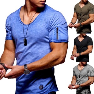 Custom <b>Men's</b> Tshirts with <b>Pocket</b> Sleeve Yarn Dyed Technique - Product Image 2