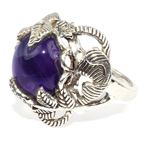 Anillo de plata de primera ley con forma de hoja Ovalada para mujer, sortija, plata esterlina 925, amatista, aspecto perfecto, 925 - Product Image 3