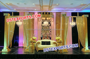 Conjunto de decoración de escenario para recepción de boda, conjunto de fibra tallada de bollwood para escenario - Product Image 2